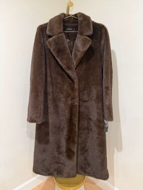 Lauren Ralph Lauren Brown Faux Fur Trench Coat